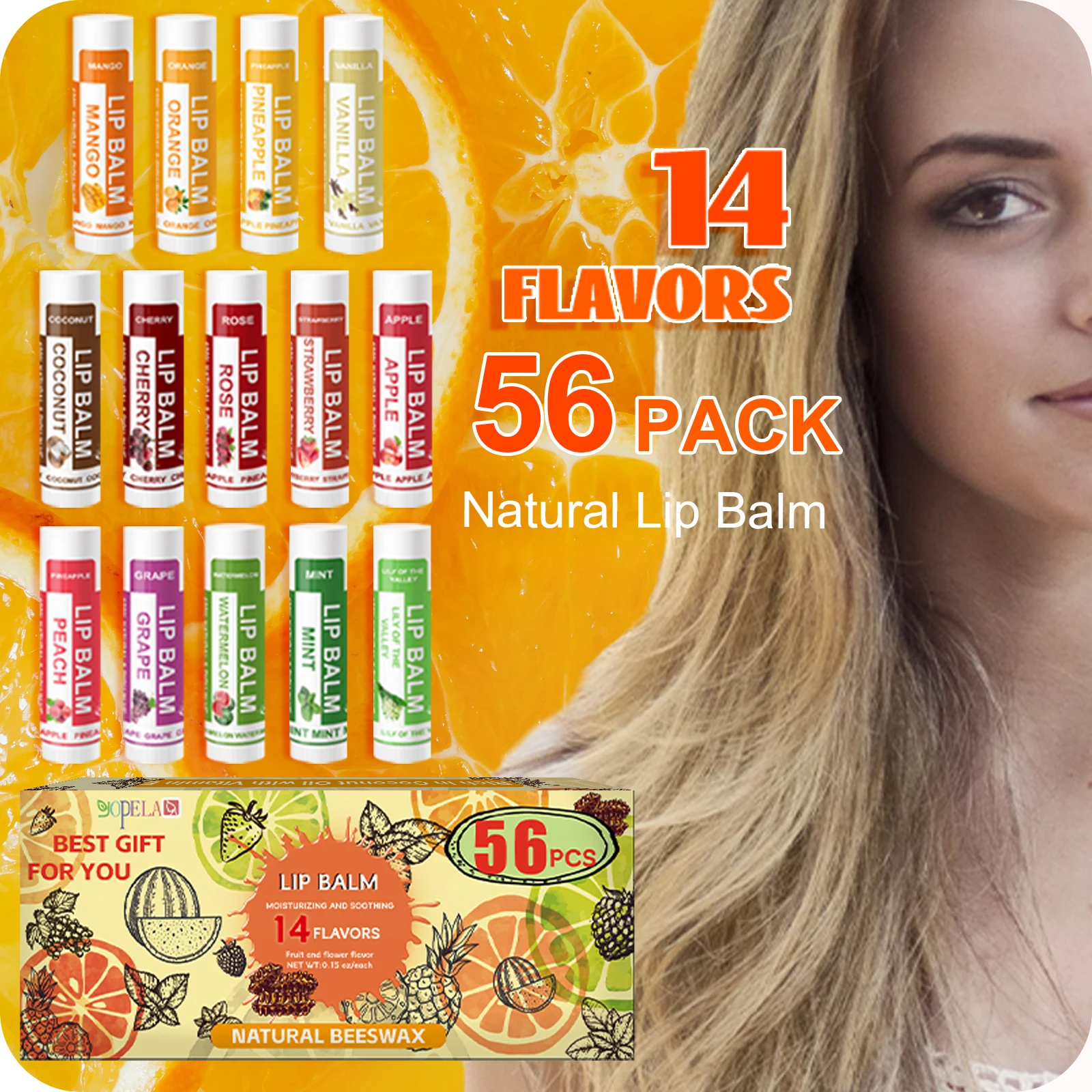 56 Pack Natural Lip Balm in Bulk with Vitamin E  Coconut Oil Moisturizing Soothing Repairing Dry Chapped Lips