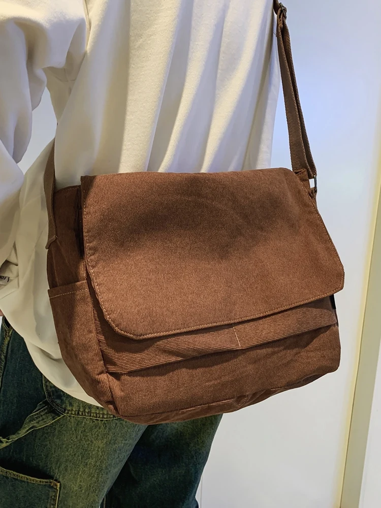 

Casual Velvet Crossbody Bag ex oulder Bag Leisure Sle School Bag Women's Menger Bag Autumn Winter Simple Japanese ...