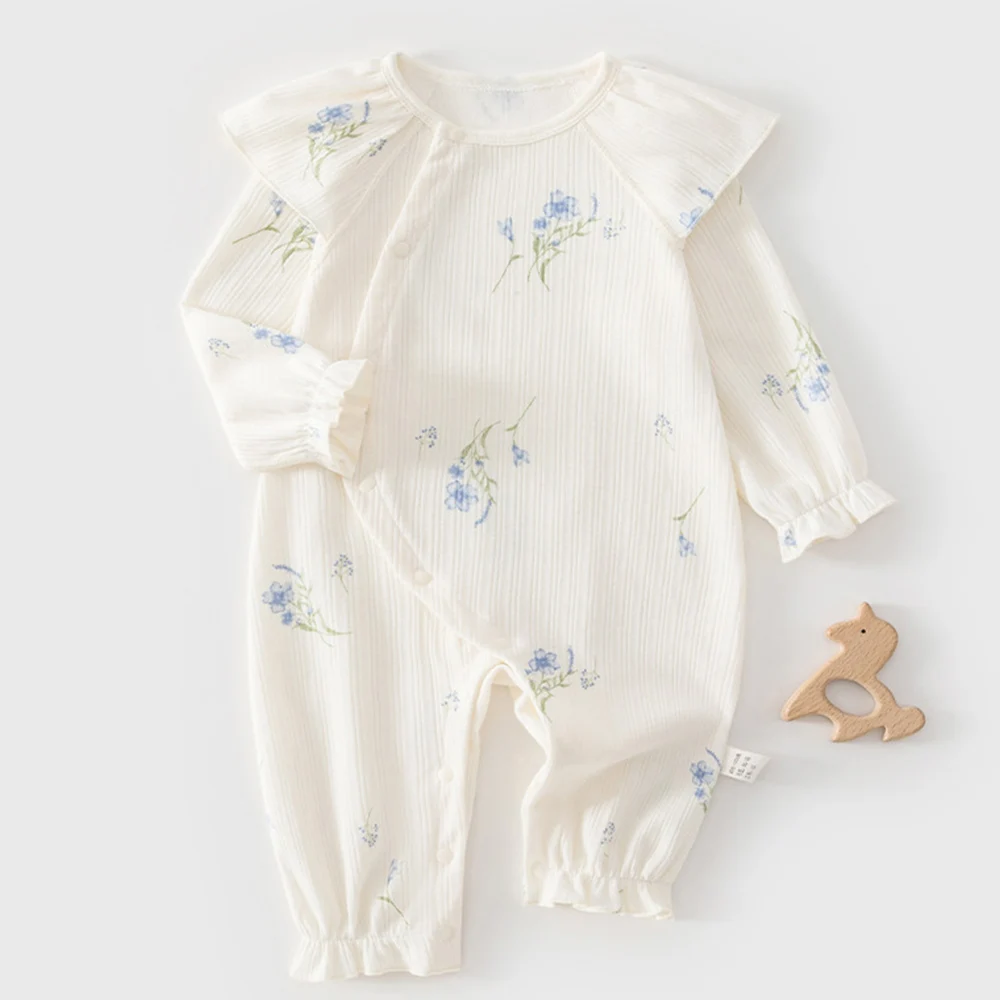 Baby Girl Romper Long Sleeve Florla Heart Shape Print Spring Autumn Baby Jumpsuit Infant Boutique Clothing