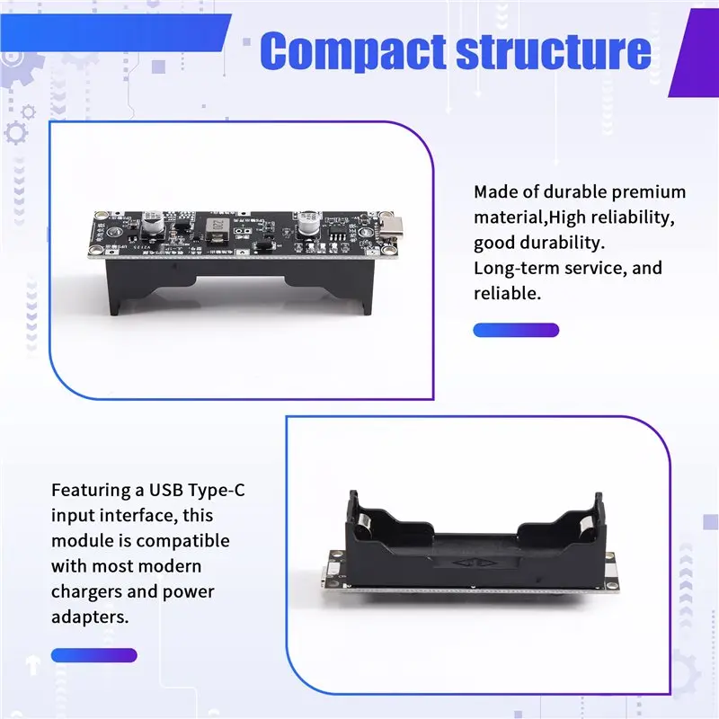 For MCU Router Compatible 5Pcs Type-C 18650 Lithium Battery Boost Step Up Module 18650 Lithium Battery UPS Boost Module DIY 12V-
