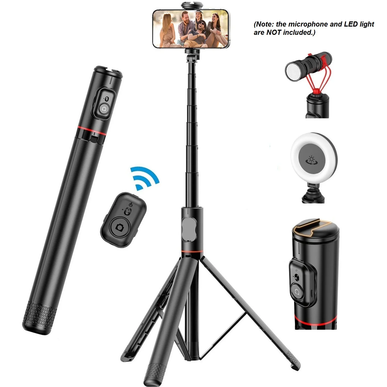 

Portable 72 Inch Selfie Stick Tripod with Wireless Remote Cold Shoe,Stand for iPhone Mobile Phone Tiktok Live Streaming