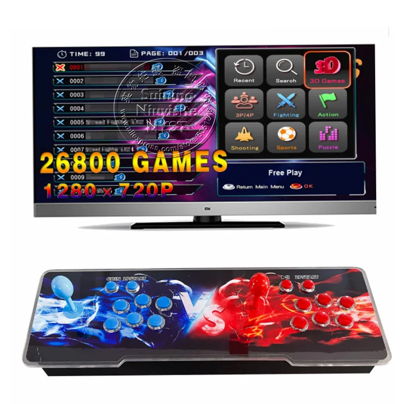 26800 Games Joystick Button 3D Console Game Box Gaming Stick Video Fighting Home TV Entertainment Retro Classic Arcade Machine