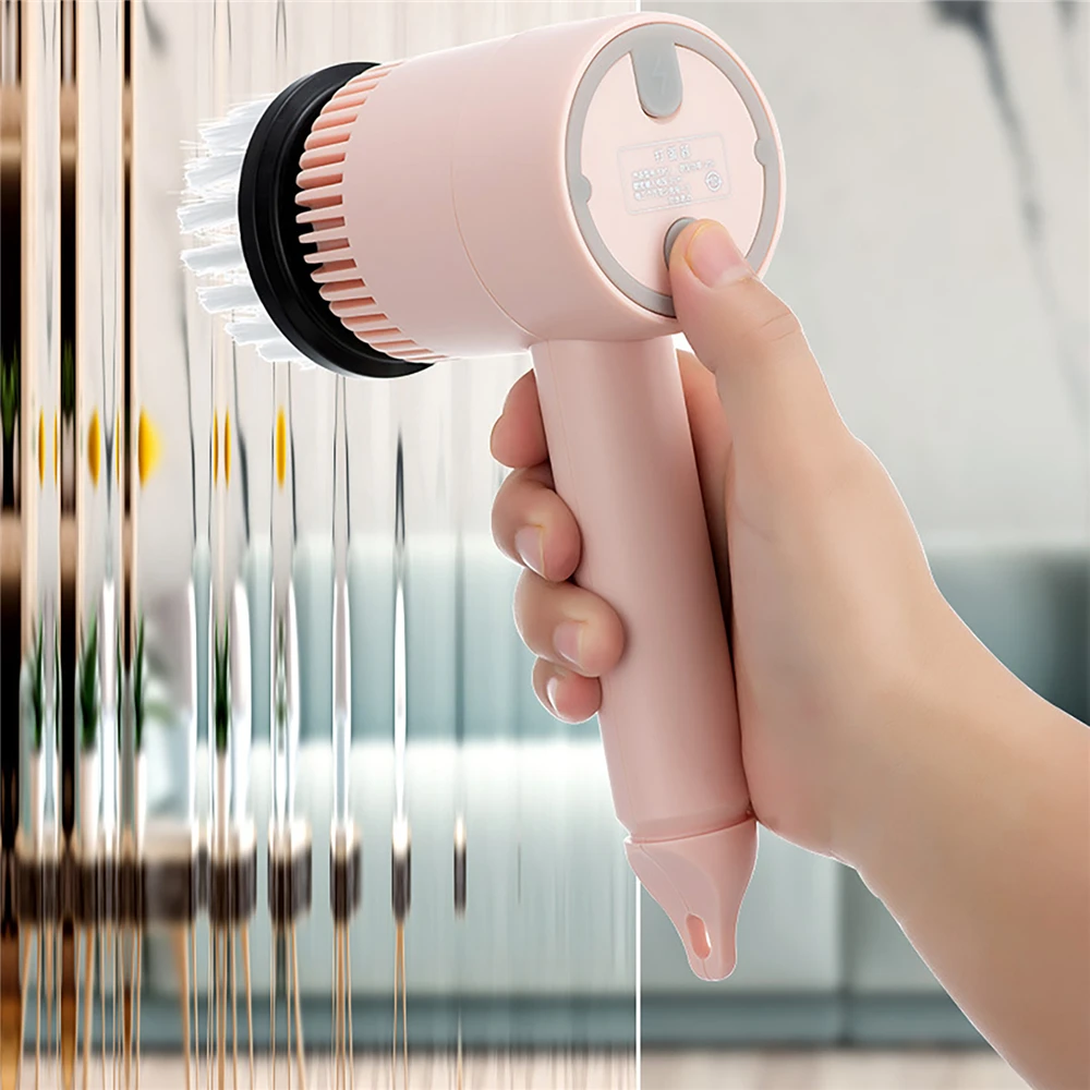 فرشاة تنظيف كهربائية لاسلكية ، ضوضاء منخفضة ، محمولة باليد ، 3 سرعات ، 3 سرعات ، مع 6 رؤوس فرشاة ، زجاج ، وعاء