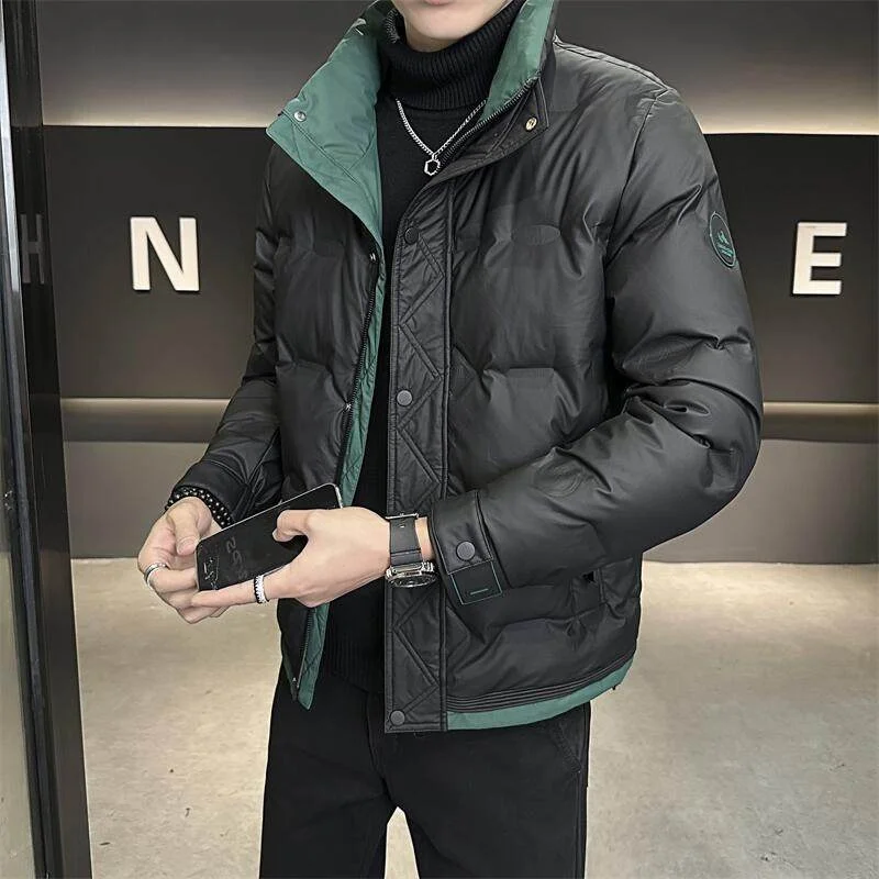 

Мужская хлопковая куртка с воротником-стойкой, теплая, модная, универсальная, повседневная, из полиэфирного волокна, утолщенная, с длинными рукавами.