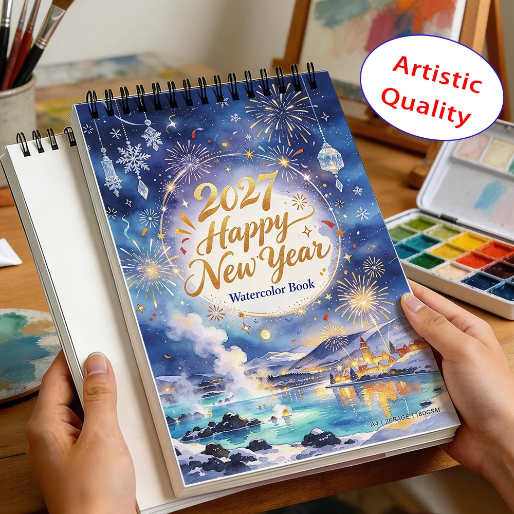 Watercolor Paper Painting Book Wire Bound 180gsm 26 Sheets Acid Free Notebook 2027 New Year Gift for Painters