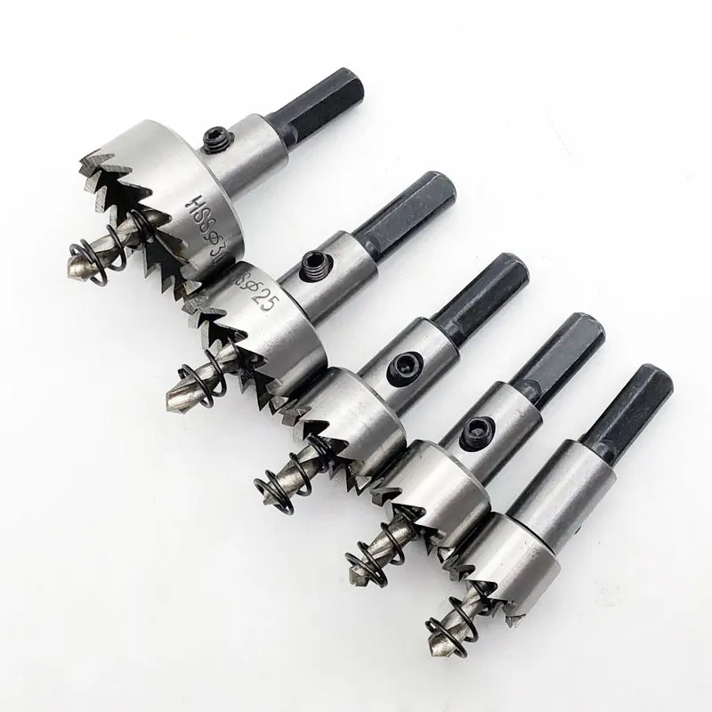 5PCS Carbide Tip HSS Drill Bit Hole Saw Set Stainless Steel Metal Alloy 16/18.5/20/25/30mm