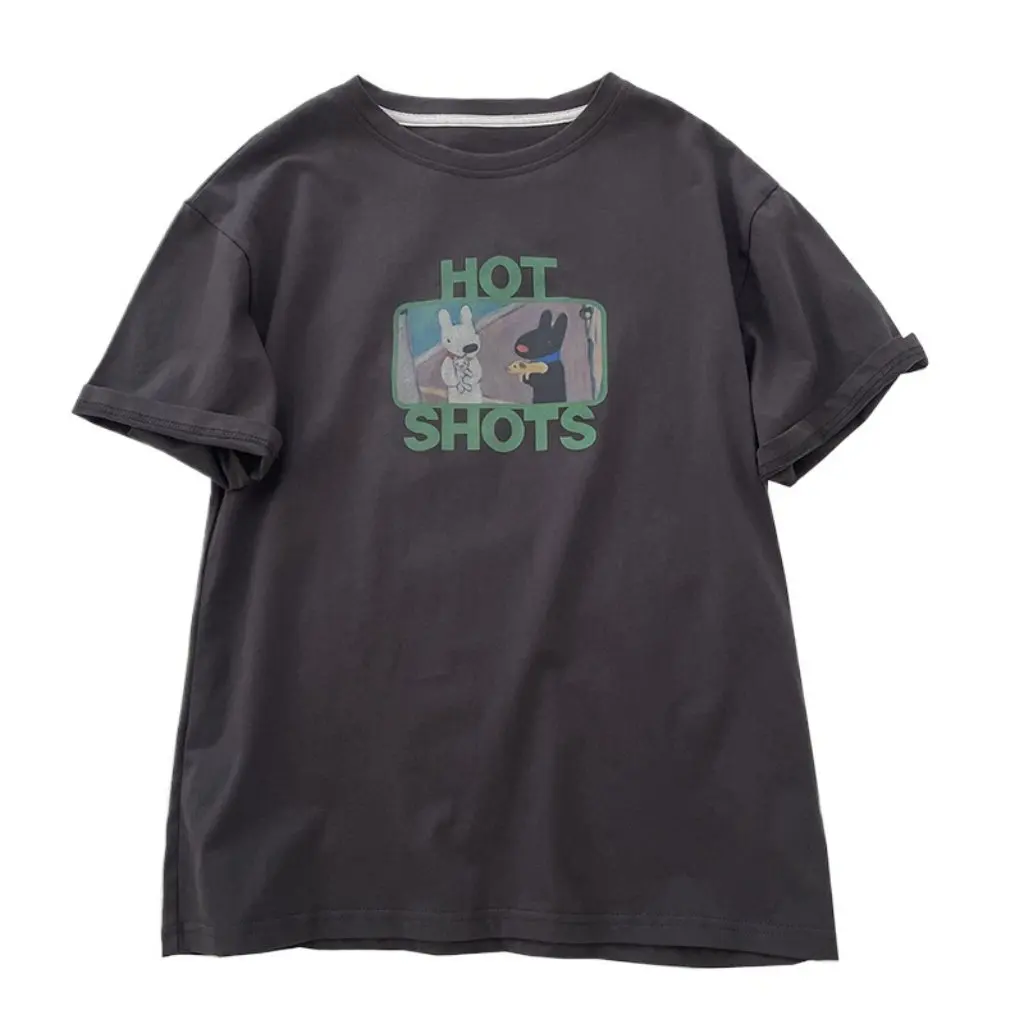 

Women's Korean-Style Cotton Short-Sleeved T-Shirt round Neck Pullover Loose Fit Summer Top Casual Half-Sleeved round Neck Tee