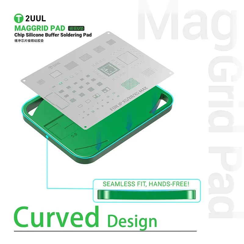 

2UUL BH15 MagGrid Magnetic Silicone Pad for BGA Chip Reballing, Phone CPU NAND Flash IC Solder Stencil Holder Repair Mat