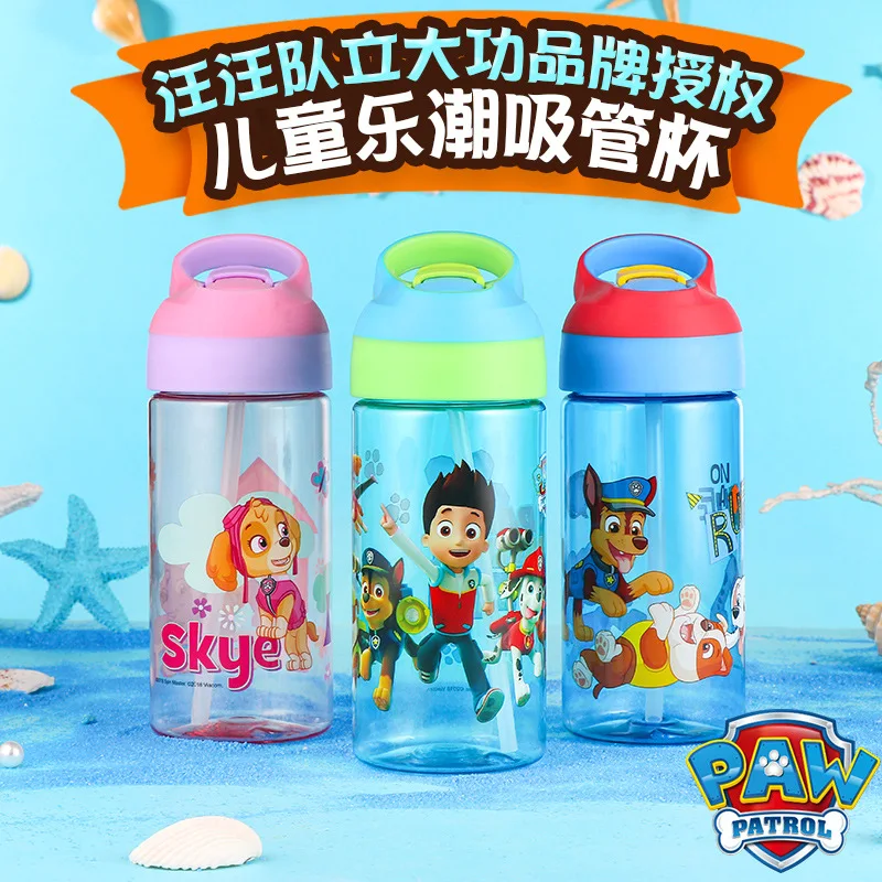 500ml Paw Patrol Cup Skye Cartoon Cute Bottle Cups With straw Lovely Eco-friendly lid Portable PP Tritan Cup Kids Sport Bottle