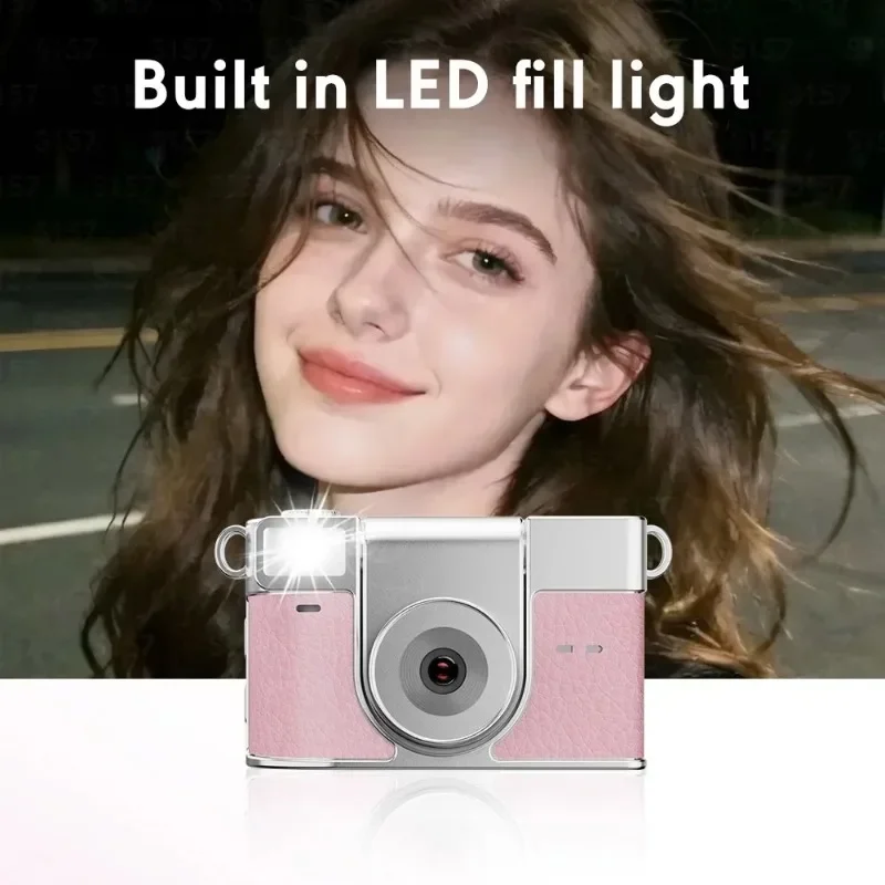 Portable Flip Screen Mini Camera Cute Compact Digital Video Camera Built-in Fill Light Pocket Camera for Teens Outdoor Shooting