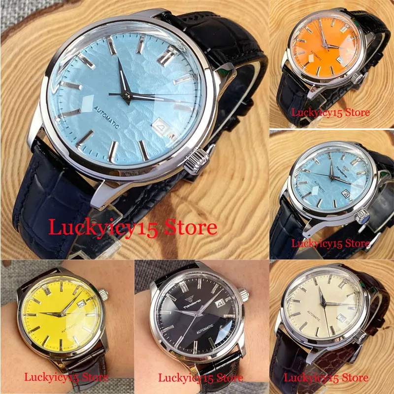 20Bar Waterpoof Tandorio 40MM White Yellow Blue Black Dial Auto Japan NH35A G Watch Men Double Dome Sapphire Crystal Screw Crown