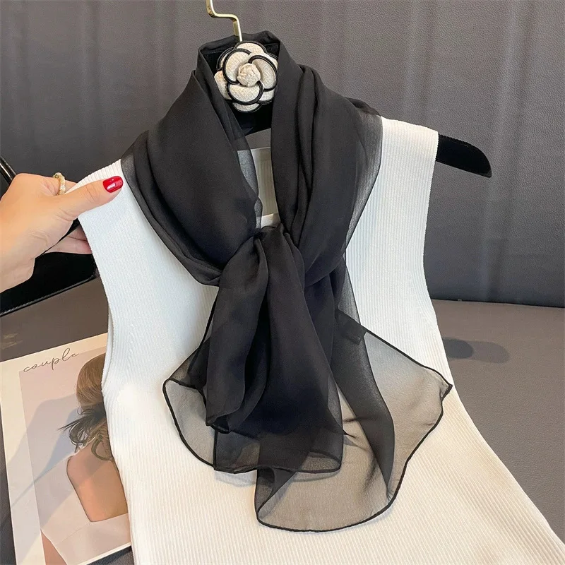 

Новый стильный универсальный четырехсезонный длинный шарф с принтом, модный декоративный шифоновый шарф, большой шелковый шарф высокого класса