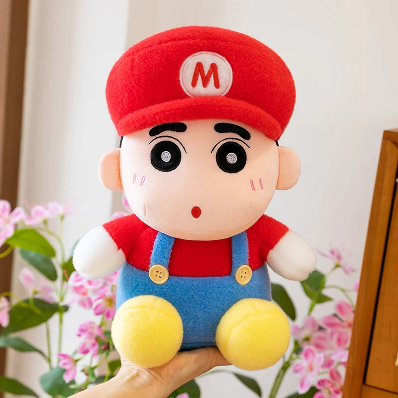 

Милый карандаш Шин-тян трансформируется в Марио, плюшевые игрушки, каваи, мультяшные мягкие куклы для девочек и мальчиков, подарок на день рождения, Рождество, игрушка