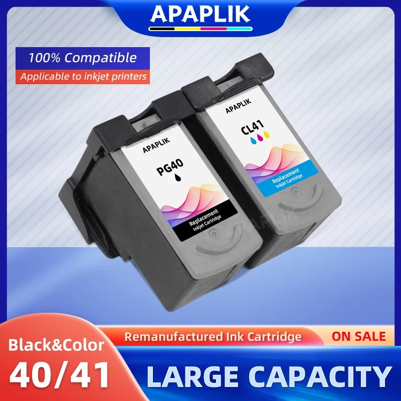 APAPLIK Compatible PG40 CL41 Ink Cartridge For Canon 40 41 PG-40 Pixma iP1180 iP1200 iP1300 MP145 MP150 MP160 MP170 MP180