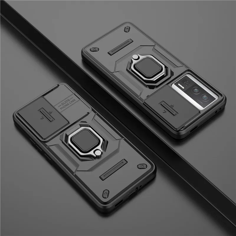 

For POCO F5 Pro Cover For Xiaomi POCO F5 Pro 5G Case 6.67 inch Lens Push window Armor Holder Magnetic Shockproof Bumper