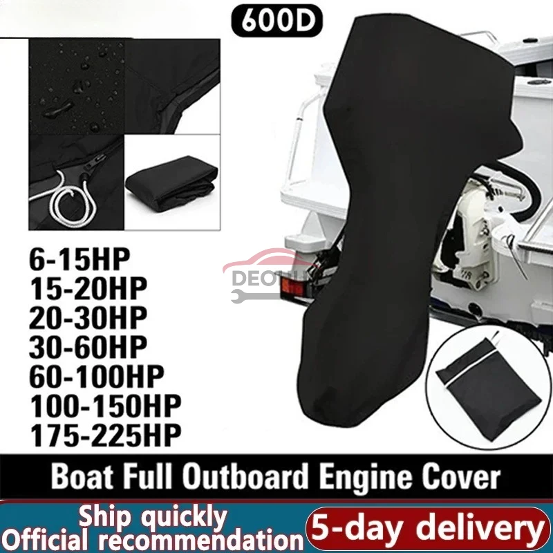

CSDOHOxford Cloth Boat Motor Protective Cover Waterproof and UV-proof Full Outboard Yacht Motor Cover Anti-crack Heavy Duty 600D