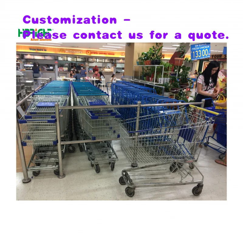 custom.Retail Large Capacity Hand Push Supermarket Shopping Cart Trolley Wheels Custom Color Hypermarket Equipment