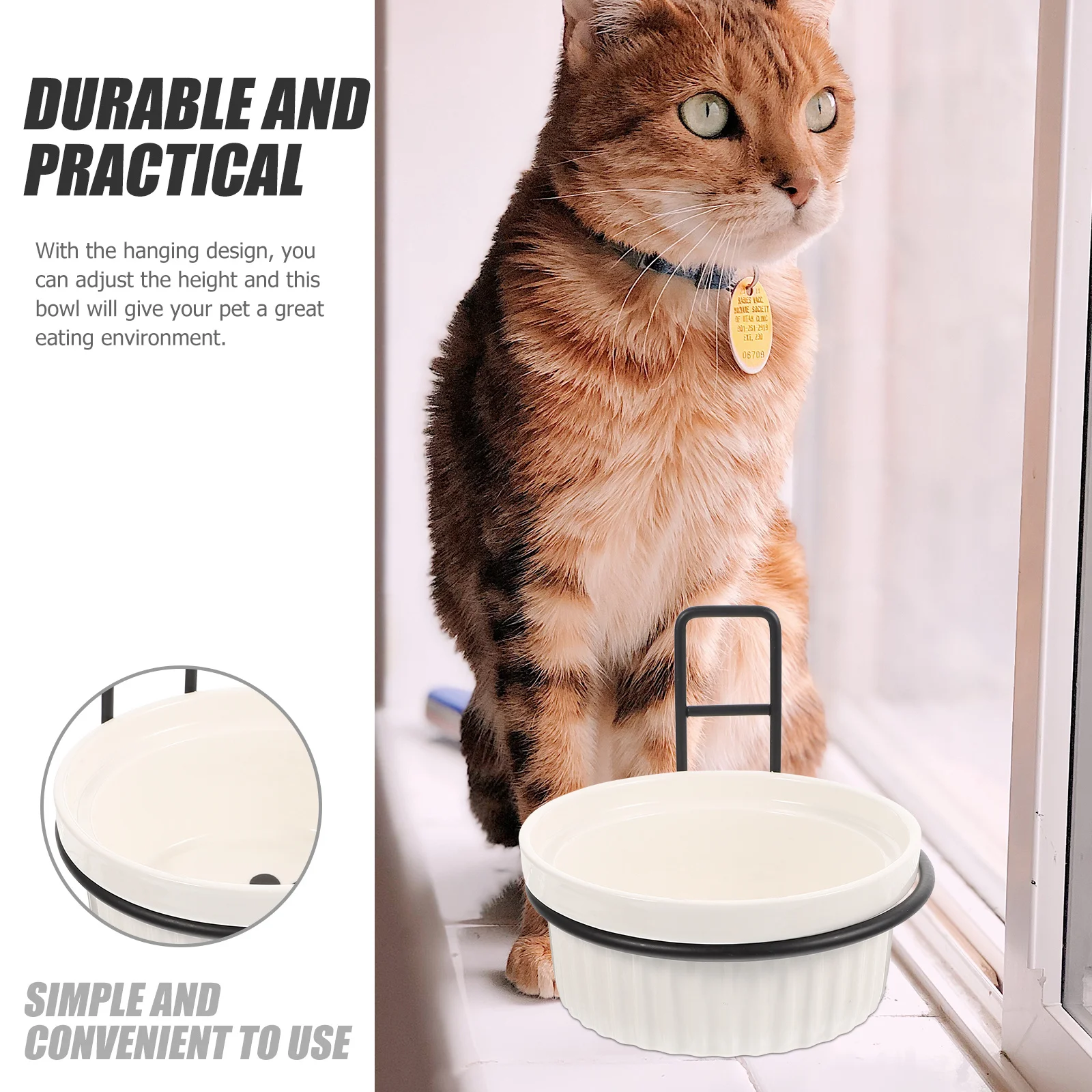 

1Set Wall Mount Pet Feeding Bowl Ceramic Hanging Food Bowl for Cat Dog Cage Portable Pet Accessory Dog Food Bowls