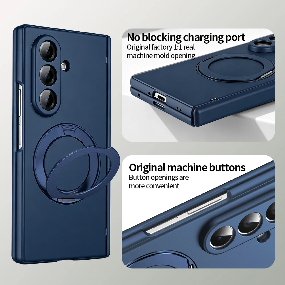 For Galaxy Z Fold 8 Ultra 7/6/5 Full Back PC Magnetic Phone Case With 360° Alloy Kickstand Holder With Glass Film, Hinge Cover view 6