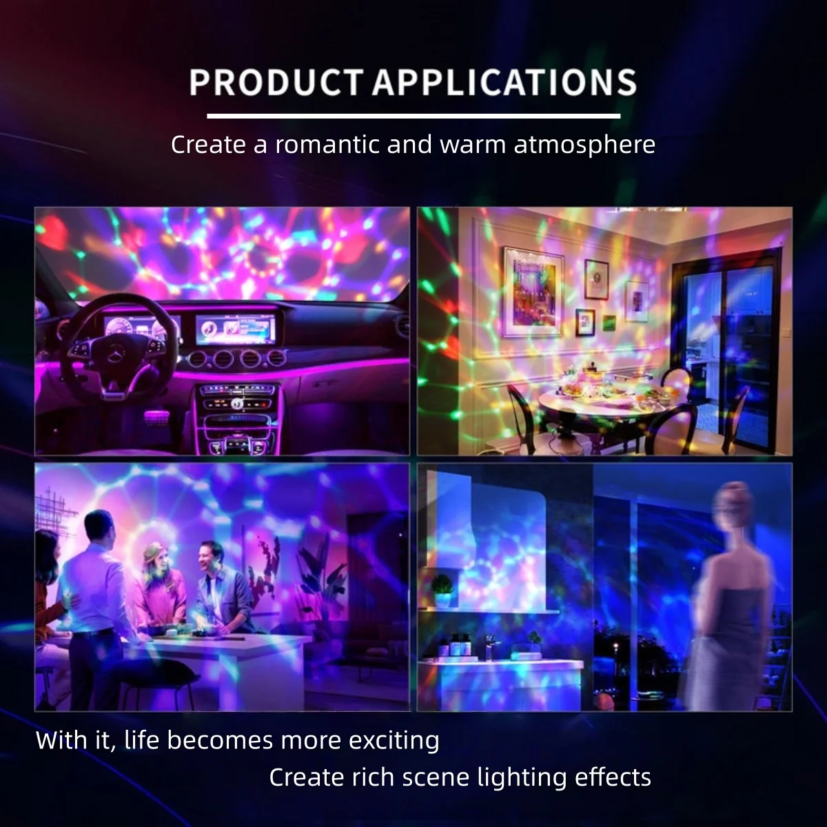 1pc Colorful Rotating Magic Ball Light, USB Powered, Dancing with Music Rhythm, Multi angle Adjustment, with Suction Cup