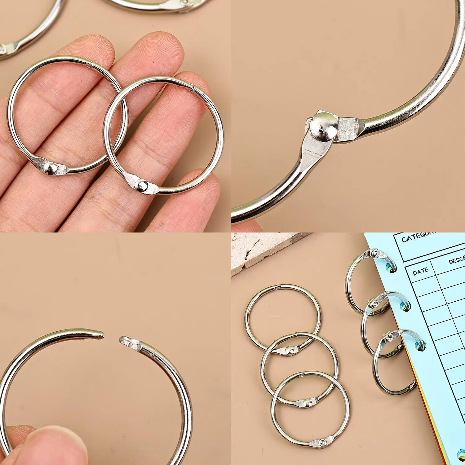 10pcs Multifunctional Loose-leaf Notebook Metal Binder Rings