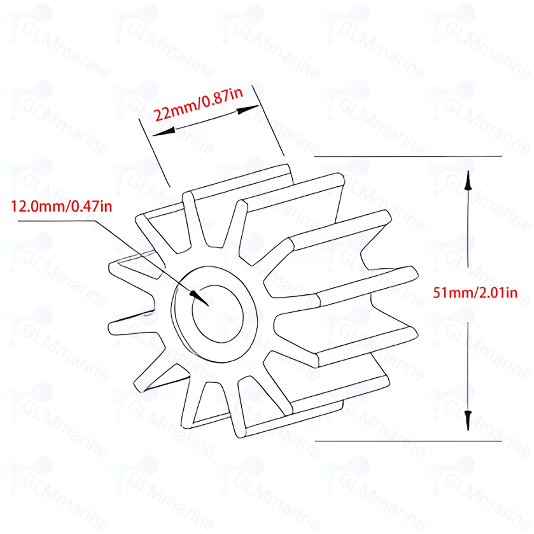 Fits Volvo 876097 Johnson 09-810B-1 Jabsco 18653-0001 653-0001 Water Pump Impeller Kit Replaces Mallory 9-45713 CEF 500101