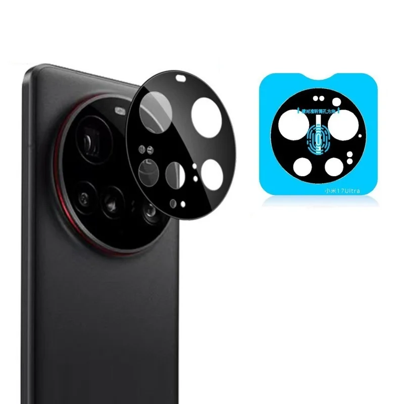 

for Xiaomi 17 Ultra Lens Protector with Location Board Camera Black Cover Cap Transparent Tempered Glass Anti Break Hard Film