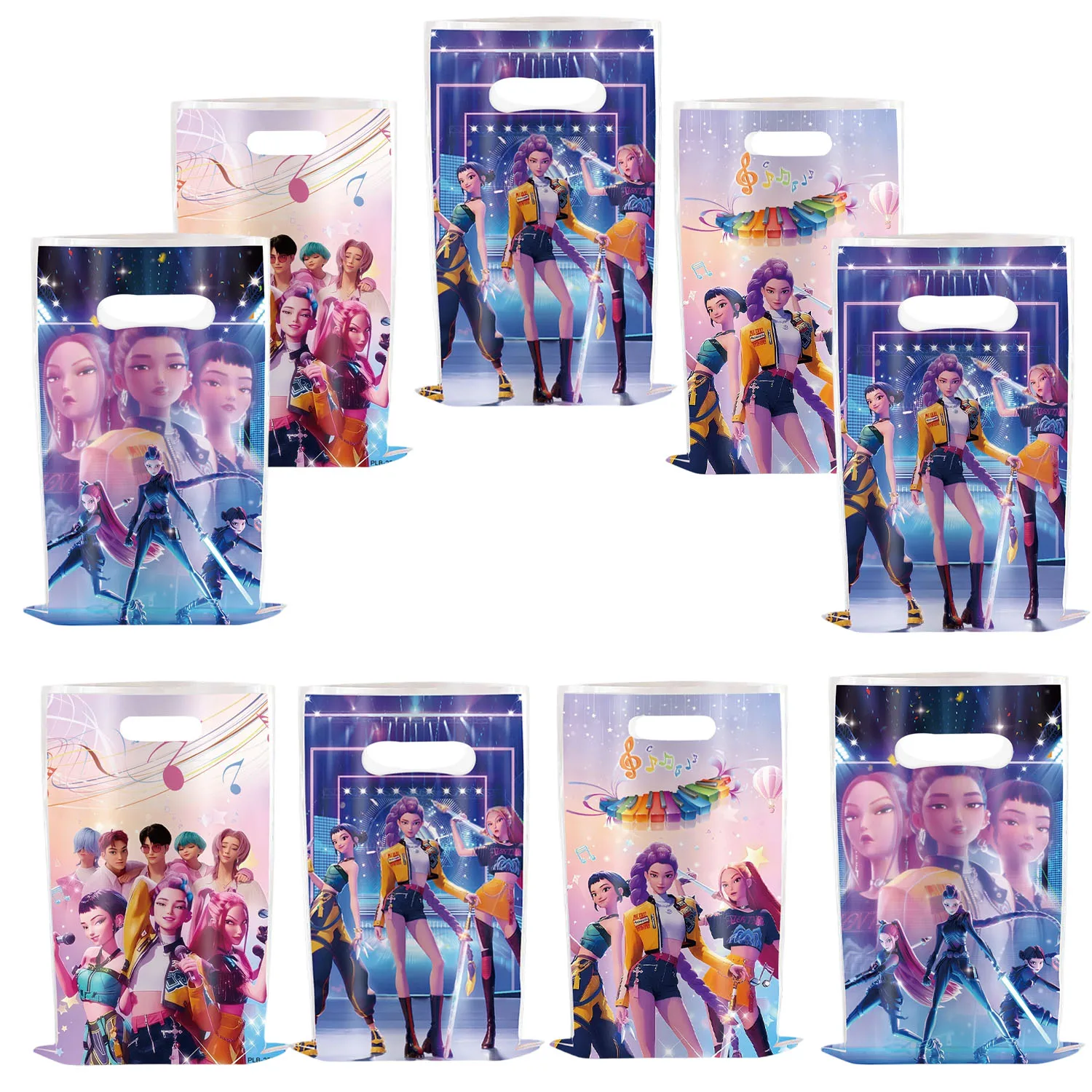 Sacs cadeaux imprimés Kpop Demon Hunters, sacs en plastique pour bonbons, sacs de fête d'anniversaire pour filles, sacs de butin pour enfants, décorations pour baby shower