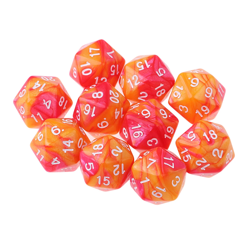 10pcs 20 Sided D20 Dice Polyhedral Dices Numbers Dials Desktop for D&D Games 16mm DND RPG MTG Dice Family Party Kids Game House