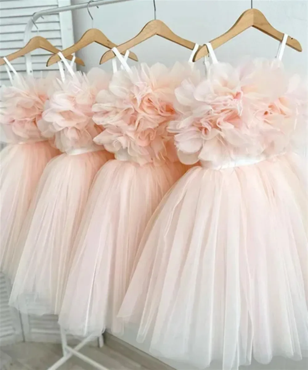 

Elegant Flower Girl Wedding Dress Kids Ruffle Sleeveless Gown Princess Party Outfit Birthday Celebration Costume Customized