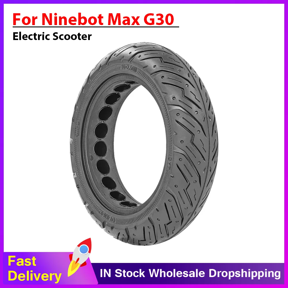 

10x2.50 10Inch Tubeless Solid Tire for Ninebot Max G30 Front Rear Non-Pneumatic Honeycomb Tyre Part Electric Scooter Accessories