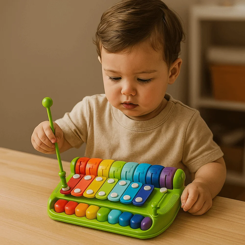 Kunststoffen 8-note Klop Piano Speelgoed Vroeg Onderwijs Hand Klop Baby Muziek Beslag Stok 2 in 1 Slaginstrument
