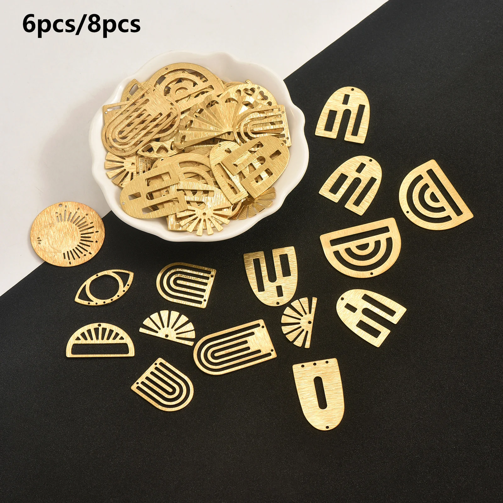 Jewelry Making Drawing - 6pcs/8pcs Aksesoris Perhiasan Kuningan Gambar Geometris