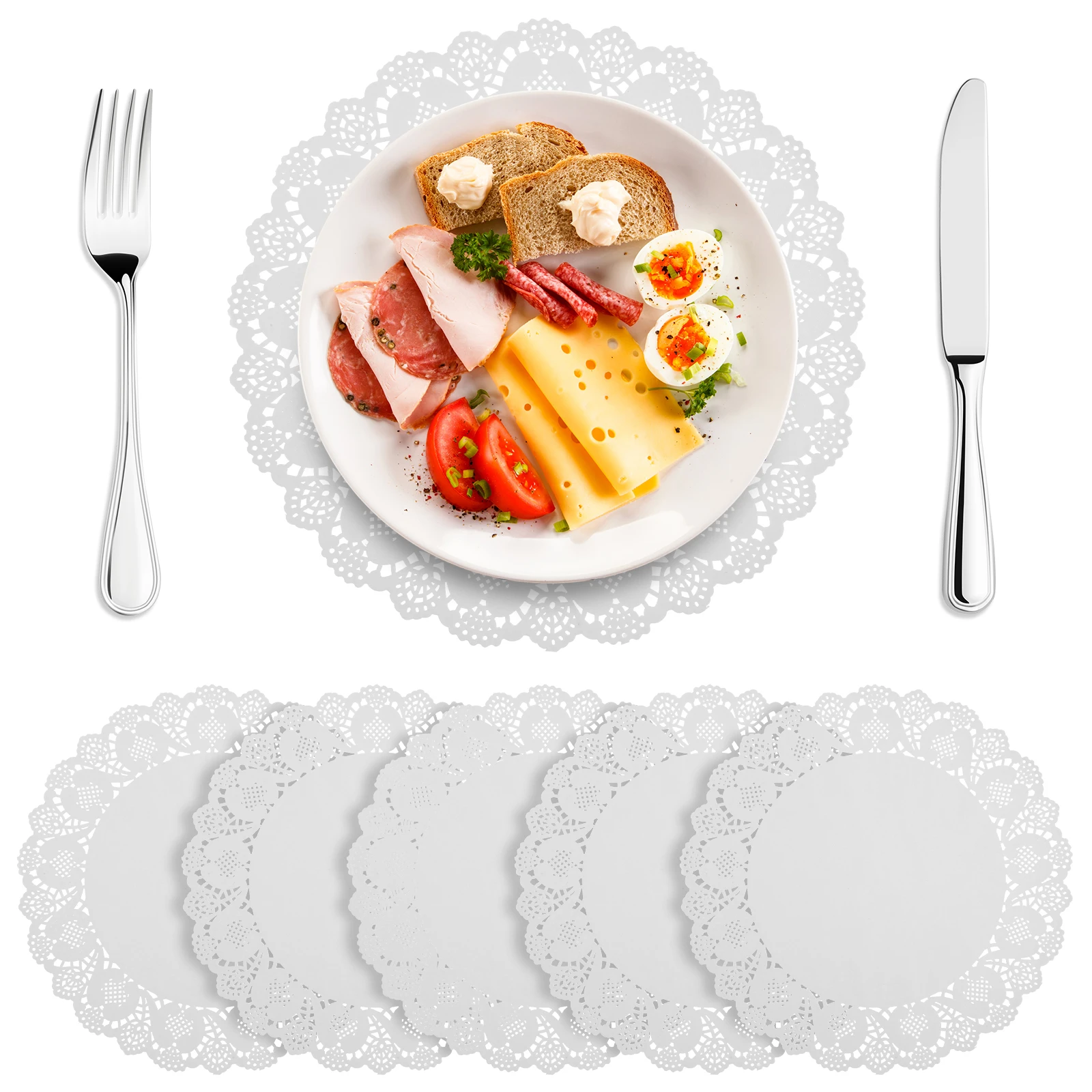 100pcs 34cm Lace Paper Doilies Placemats Round Lace Paper Place Mats  Paper Placemats For Wedding Party Table Decoration Mat