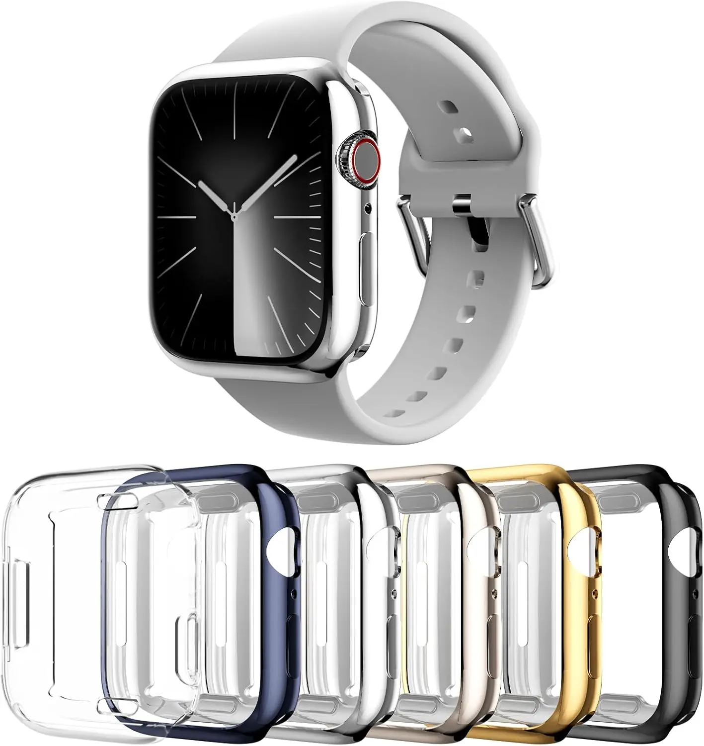 Case for Apple Watch 42mm 46mm 41mm 45mm 40mm 44mm Screen Protector Cover Soft TPU Bumper for iWatch Series 10/9/8/7/6/5/4/SE