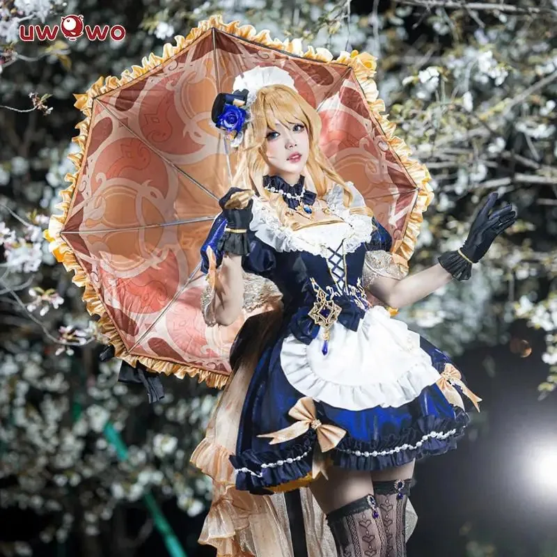 

IN STOCK UWOWO Exclusive Navia Cosplay Genshin Impact Fanart Navia Maid Cosplay Costume with Bow Maid Dress Halloween Costumes