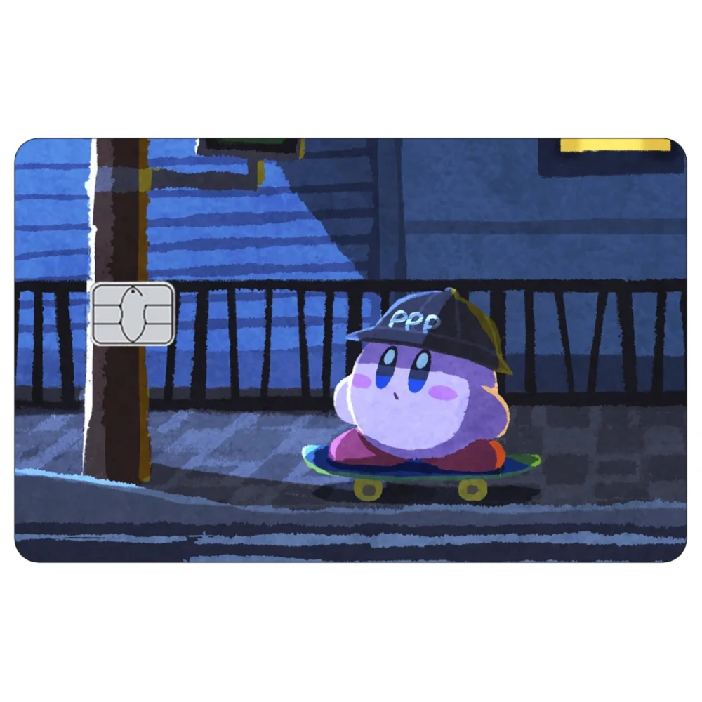 ملصقات جلدية لبطاقة الائتمان كيربي اللطيفة، ملصق غير لامع مناسب لبطاقة البنك الرئيسية VISA JCB وبطاقات IC المغناطيسية الأخرى #4