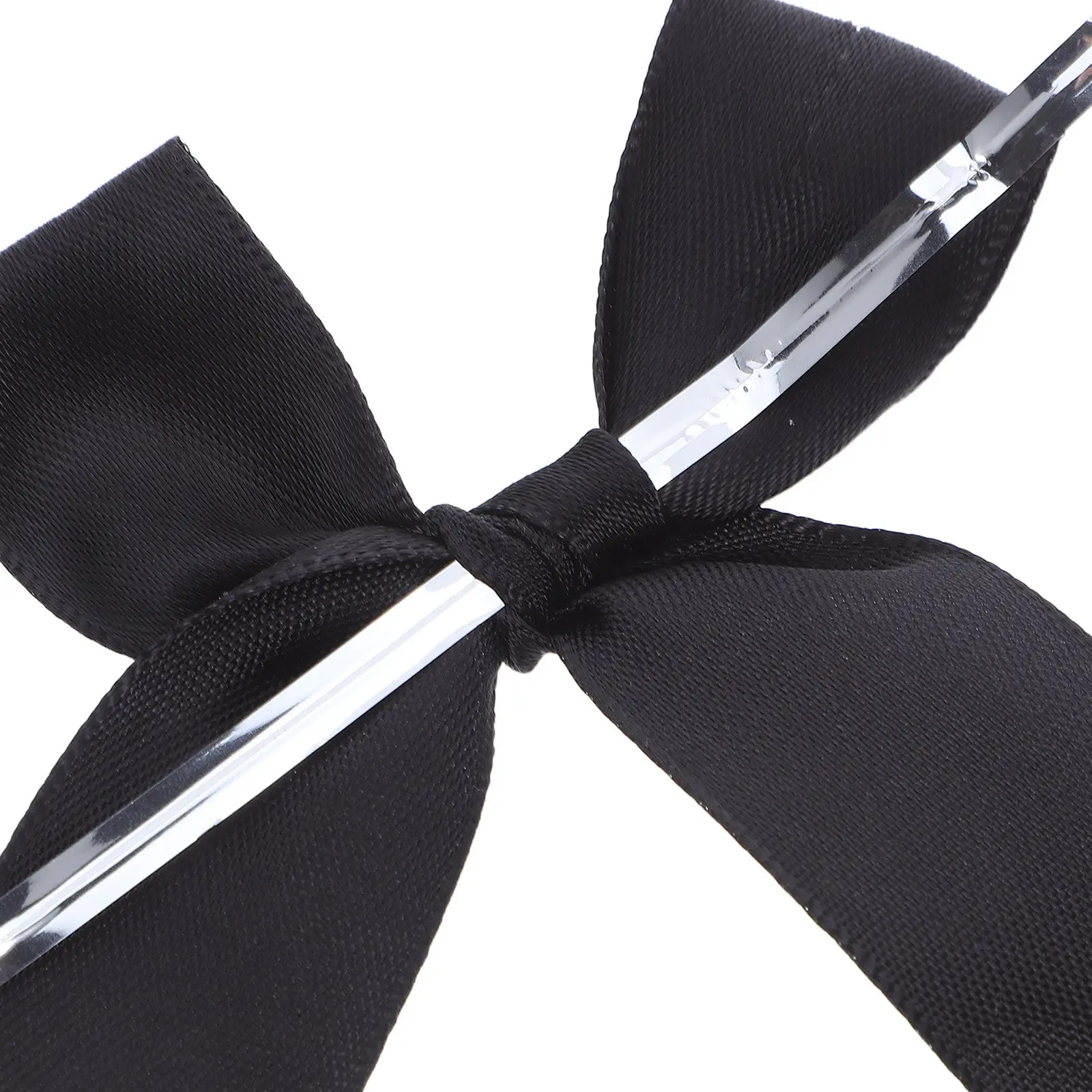 50pcs Black Mini Ribbon Bows for Dessert Bags, Wedding Shower, Cake Wrap & Craft Packaging – Twist Tie Handmade