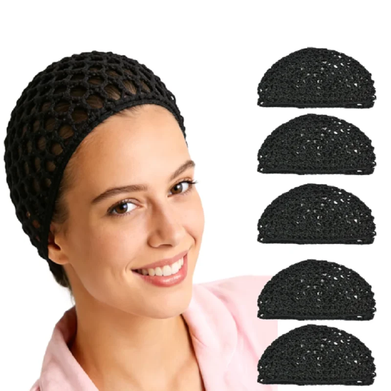 

Набор из 5 сеток для волос: для сна, плетения кос, париков, сетчатые крючковые шапочки для ухода за волосами, ручной работы, для повседневного использования