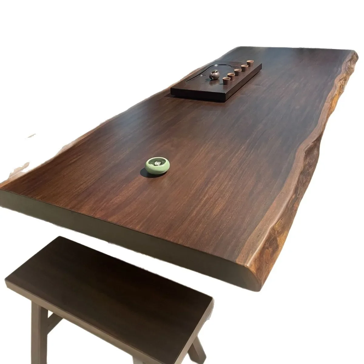 

Black sandalwood whole board large board tea table and chair combination, office tea table