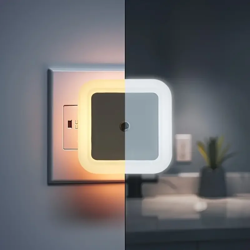 Luz nocturna con detección de luz, enchufe de luz LED nocturna inteligente, adecuada para dormitorios, baños, cocinas, pasillos, 1/2/4 Uds.