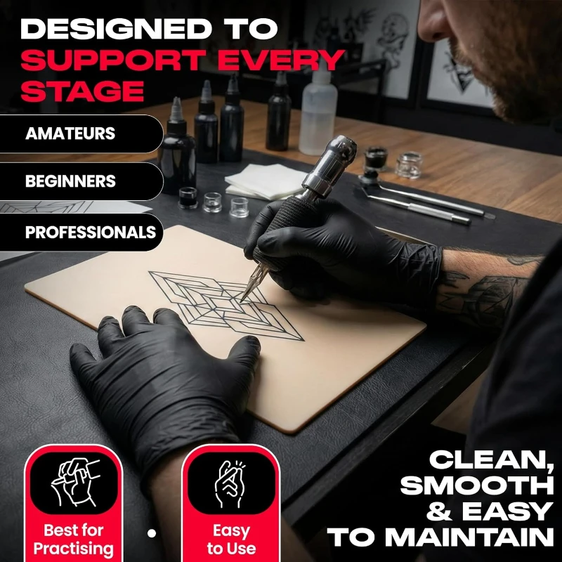 

A4 Silicone Tattoo Practice Skin–Double-Sided, 1mm Thick for Shading & Line Work Ideal for Beginners&Professional Tattoo Artists