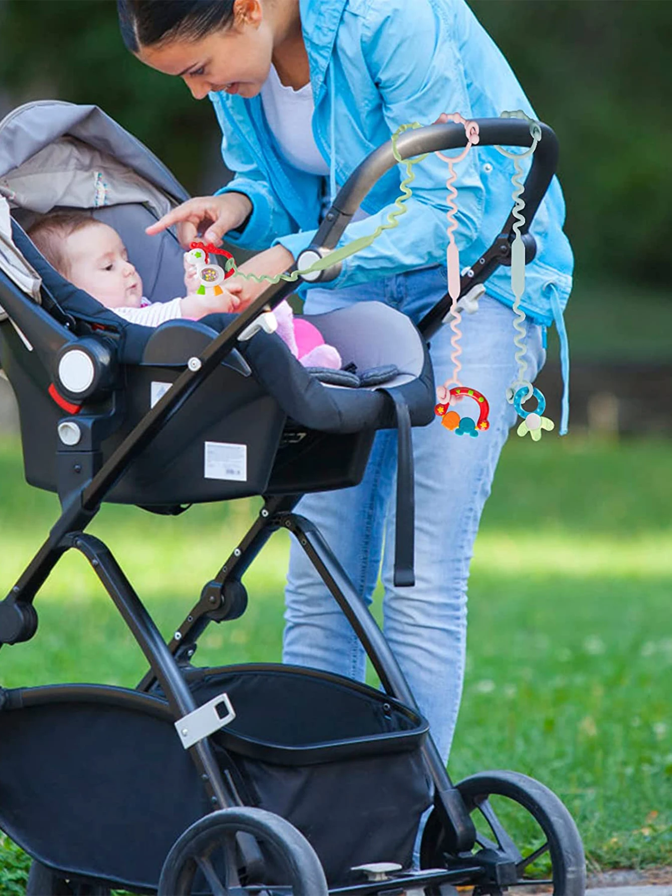 2er-Pack Baby-Spielzeuggurt und Flaschenhalter-Set Silikon Anti-Rutsch Schnullerleine und Trinkbecherhalter für Kinderwagen Hochstuhl – Detail 3