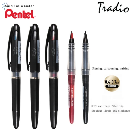 Bolígrafo de Gel con punta de fibra TRJ50 para oficina y negocios, bolígrafo líquido liso negro, Pentel, TRJ50, accesorios de oficina