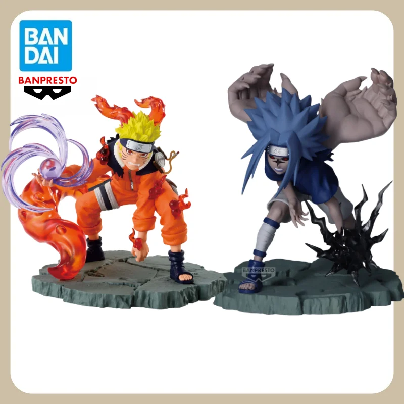

100% Bandai Official Genuine Banpresto Naruto：Shippūden Memorable Saga kyuubi Naruto VS Uchiha Sasuke Anime Figures Model Stasta