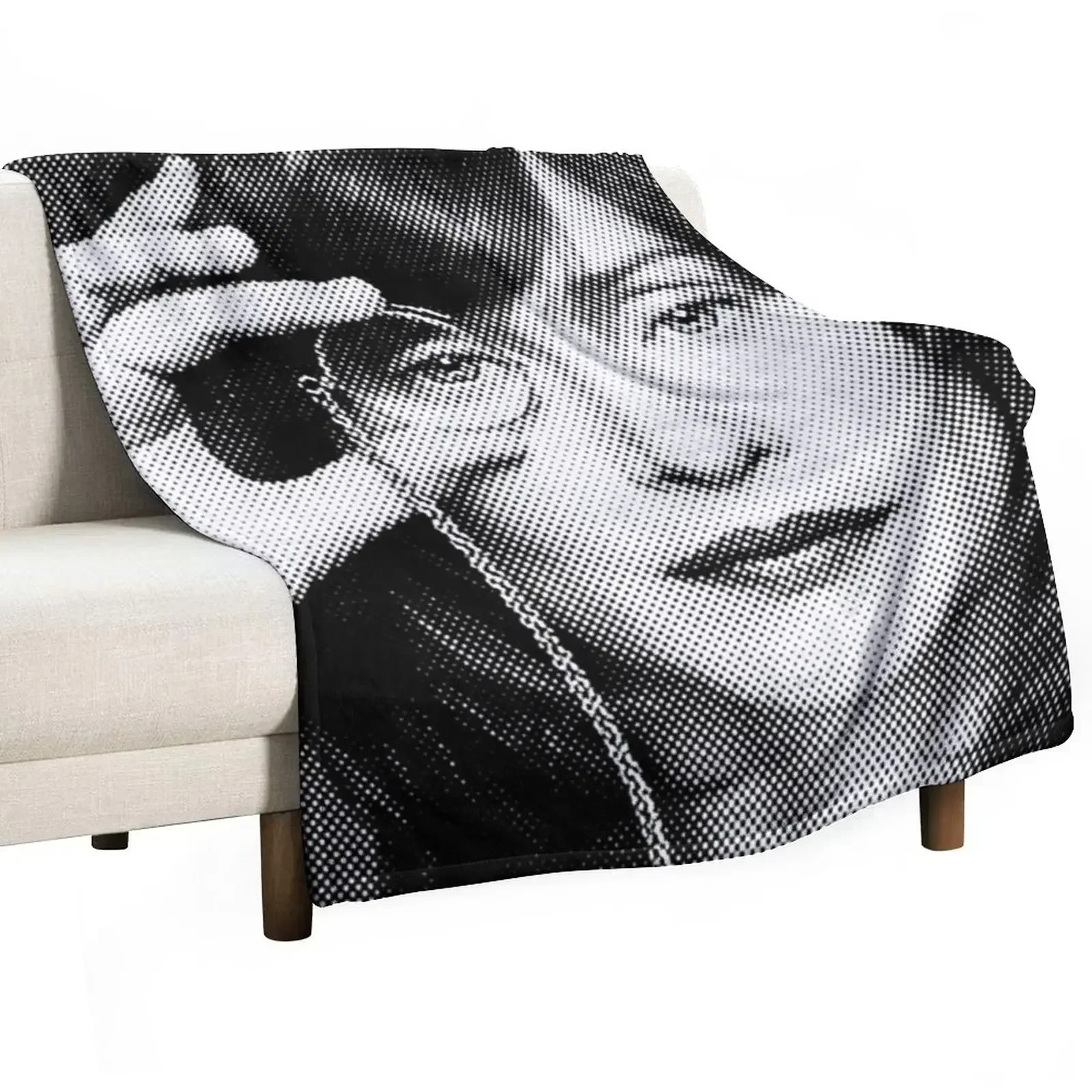 

Vera Farmiga Black & White Portrait Made Of Dots Throw Blanket Plaid Luxury Blankets