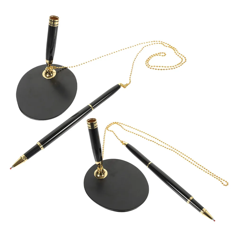 

2Pcs Business Signature Pen Desk Fixed Counter Smooth Writing Gel Ink Pen Ergonomic Design Office Reception Retail