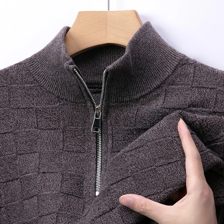

Мужской свитер свободного кроя с высоким воротником на молнии, повседневная модная верхняя одежда из смесовой шерсти, с длинными рукавами, Ciwalk Top