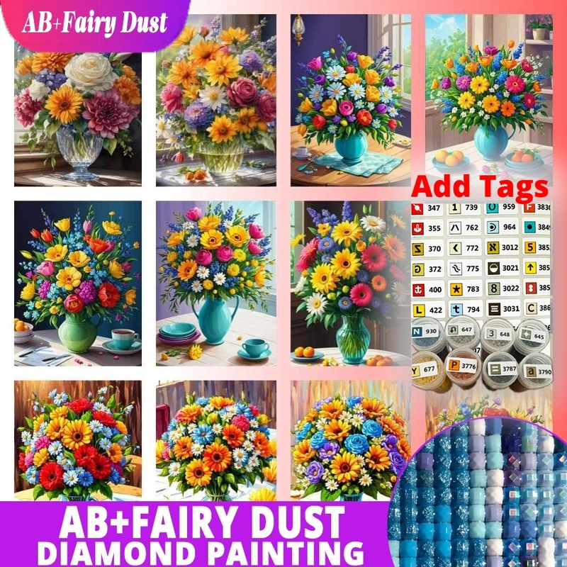 Diamantmalerei Blumenstrauß Fenster AB 2024