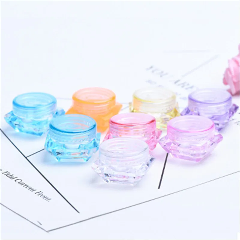 100pcs Lotion Bottle 3g 5g Plastic Diamond Shaped Cosmetic Jars Skin Care Containers Vial Face Cream Sample Pot Nail Art Gel Box